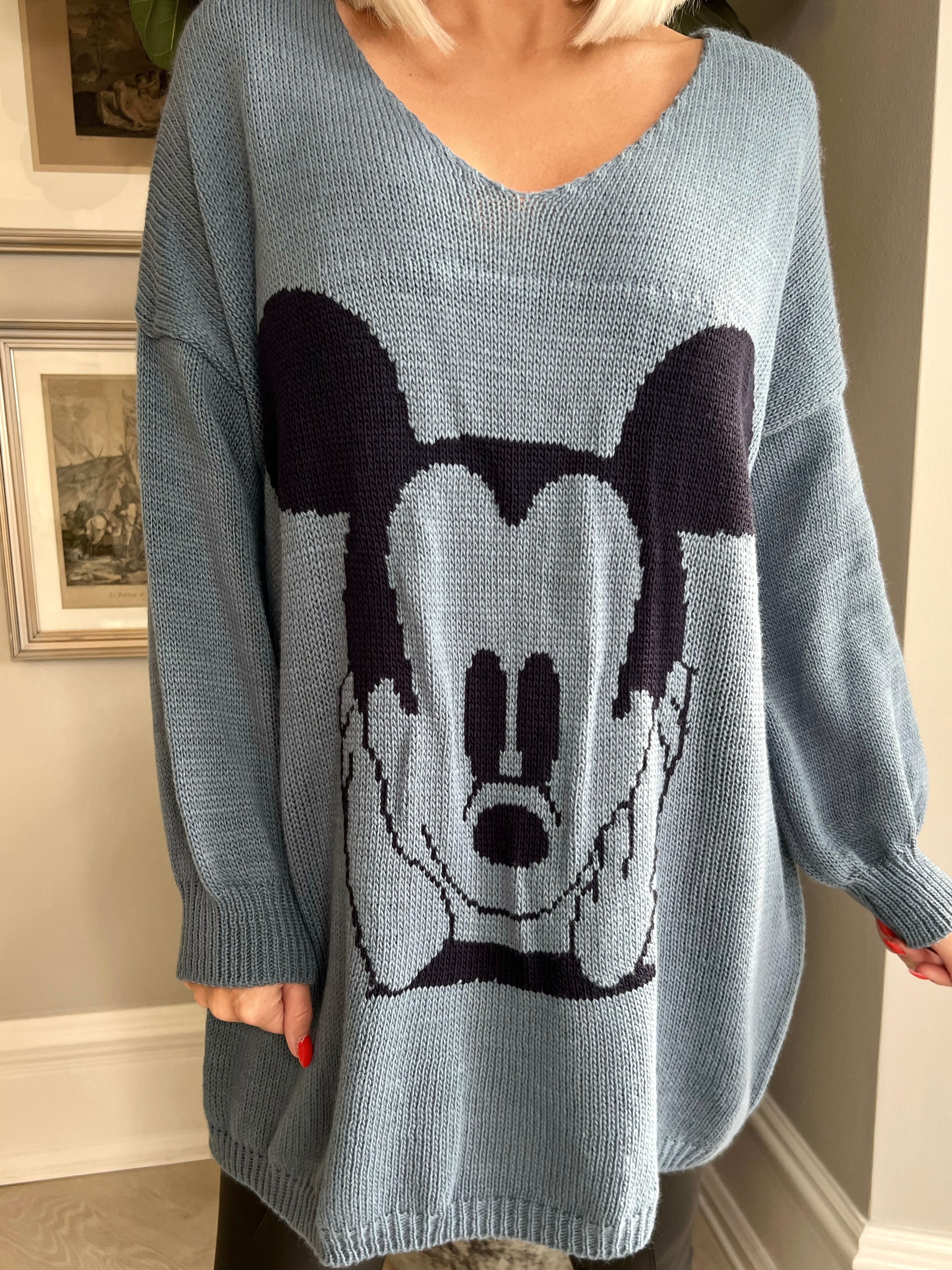 Mickey - Plus size Stickad blus med motiv